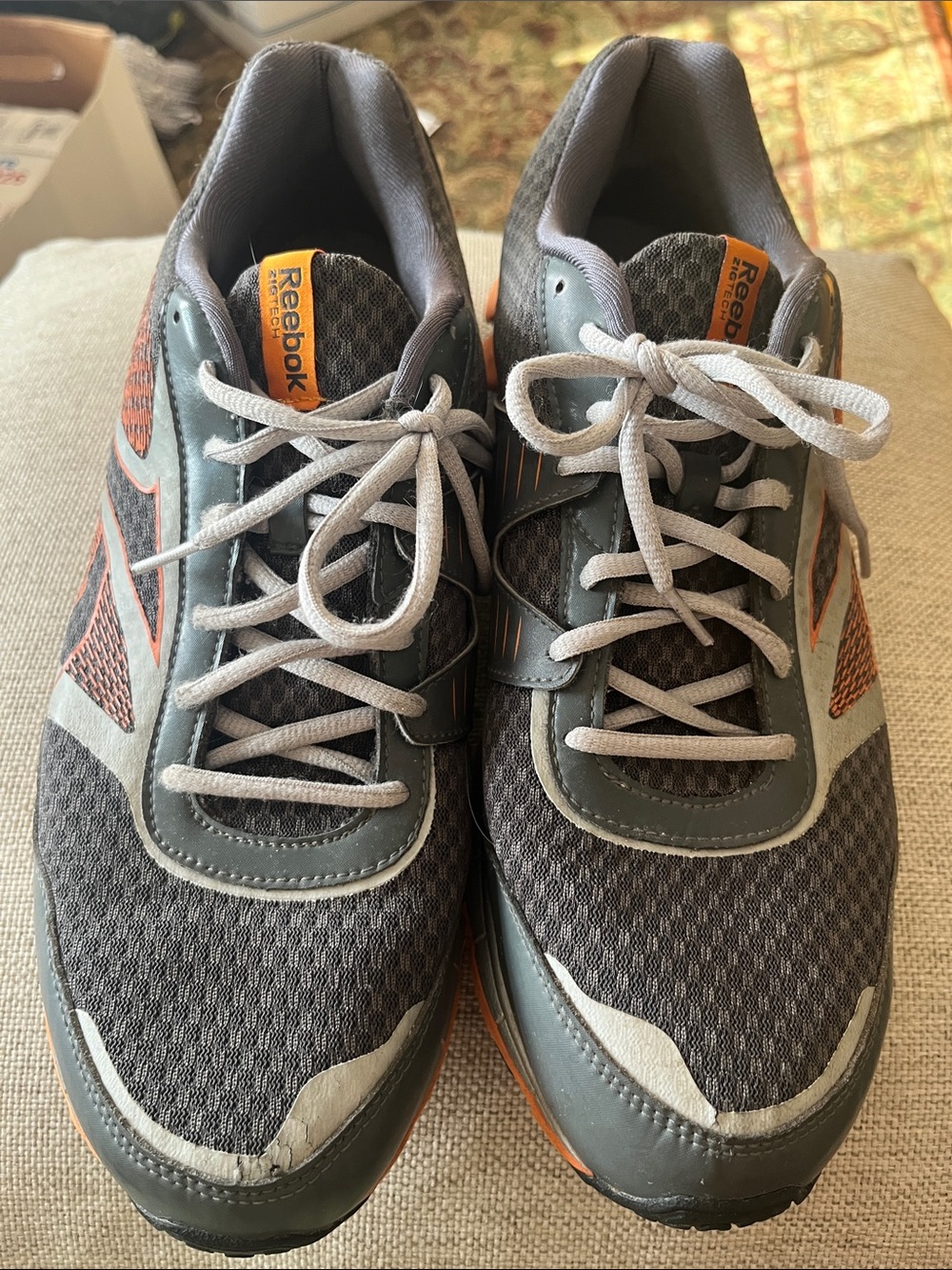 Reebok Men’s ZigTech Gray and Orange Athletic Sneakers